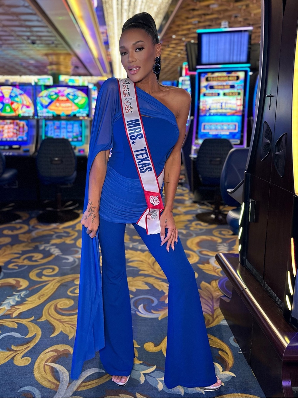 One-Shoulder Royal Blue Jumpsuit for Women